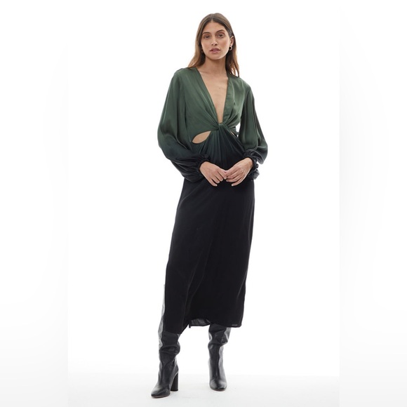 Young Fabulous & Broke HADI MIDI DRESS DARK FOREST OMBRE - Picture 2 of 14